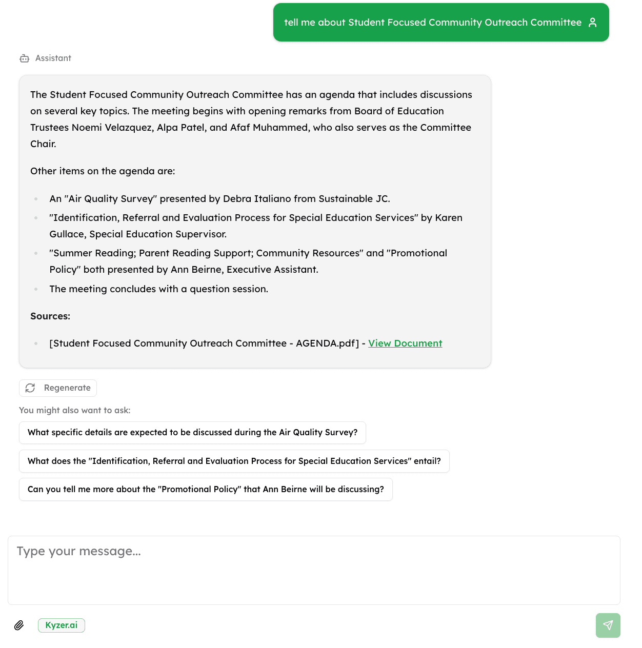 Kyzer dashboard - business